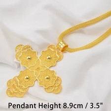 Large Ethiopian Coptic Cross Gold Medieval African Christian Church Pendant