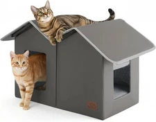 Extra Wide Heated Outdoor Cat House Waterproof Winter Shelter for Cats