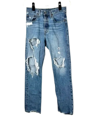 LEVI'S 501 STRAIGHT LEG JEANS Destroyed Style LUXOR STREET WASH Streetwear 24x30