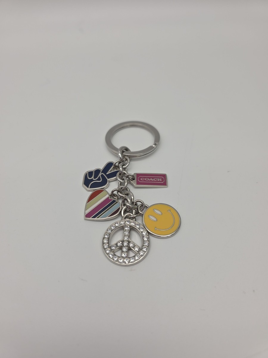 COACH VINTAGE RARE Five Charm Keychain/Fob Bag Charm Smileyface