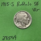 1915-S Buffalo 🦬 Indian Head Nickel 5c Vg Very Good  US Coin Semi Key Date
