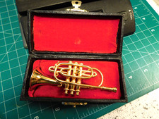 Replica Combination Master Trumpet Brass Miniature Music Instrument 3.5" w/ case