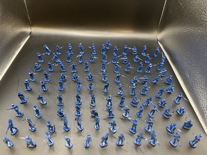 100-1/72 Esci Napoleonic French Infantry-Painted Blue-Many Are Chipping Paint