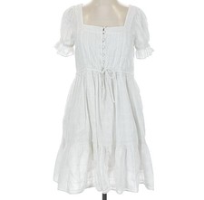 Madewell Cute White Coquette Mini Short Sleeve Flouncy Dress Size Small