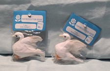 NOS Flocked Feathered White Goose Lot of 2 NEW Vintage