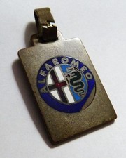 Vintage Used Metal Enamel ALFA ROMEO Keychain Tag