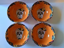 Williams Sonoma Day Of The Dead Skull CANDY BOWLS S/4 Dia de los Muertos