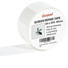 White Window Screen Repair Tape, 2 in X 30 FT (360IN) Kit for Windows or Door...