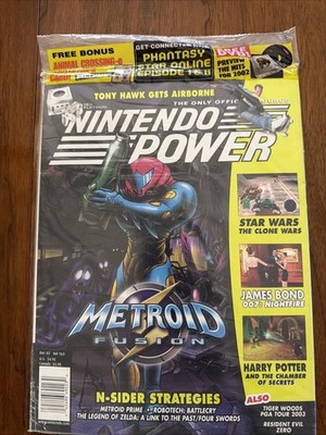 Nintendo Power Magazine Vol 163 Metroid Fusion In Bag W/Poster & Animal Crossing
