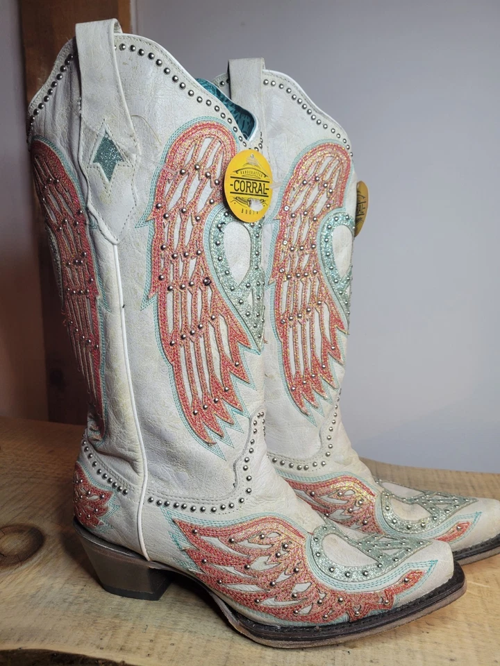 Botas occidentales altas Corral Heart Wings para mujer - punta corta EE. UU. 8M Foto 4 de 4