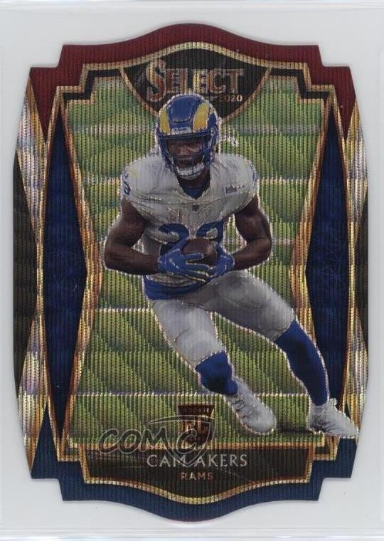 2020 Select Premier Level Tri-Color Prizm Die-Cut Cam Akers #155 Rookie RC 14x1