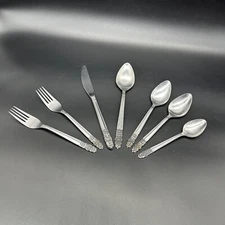 Vtg 1970s Flatware Walco Stainless Steel Lot Of 7 Ornate Scroll Retro Kitchen