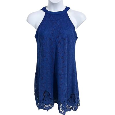 navy blue lace halter dress TLC Say Yes to the Prom Navy Glitter Lace Halter Tulle Layer Hi-Lo Dress, Size 14