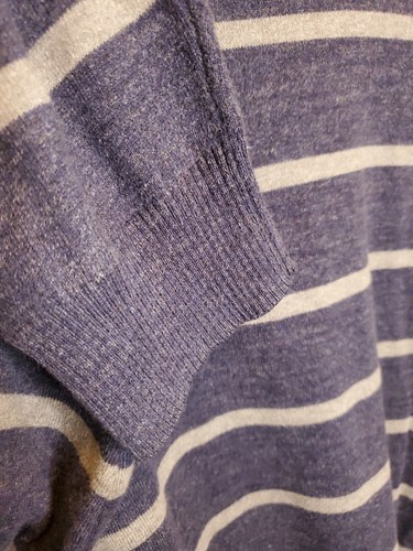 Oleg Cassini Mens Sweater XL Blue Gray Striped Cashmere Lightweight Pullover - Picture 4 of 6