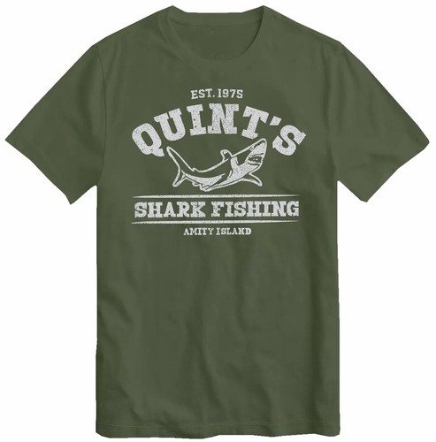 T-shirt JAWS Amity Island 1975 Quint's Shark Fishing - Taille 2XL, Occasion Très Bon état Gildan
