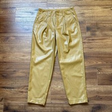 A New Day Women  s High-Waisted Faux Leather Ankle Pleated Pants Brown Size 2 NWT