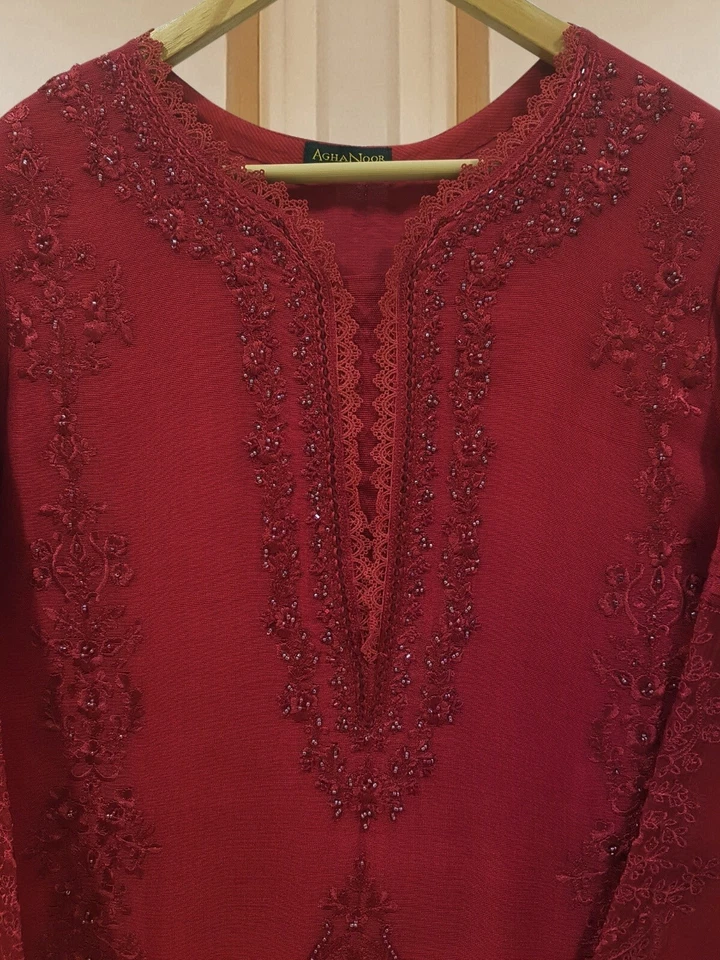 ЧИСТАЯ ХЛОПКОВАЯ СЕТЧАТАЯ РУБАШКА HANLOOM AGHA NOOR С ЧИСТОЙ ОРГАНЗОЙ ДУПАТТОЙ И ШЕЛКОВЫМИ ШНУРКАМИ - Изображение 3 из 4