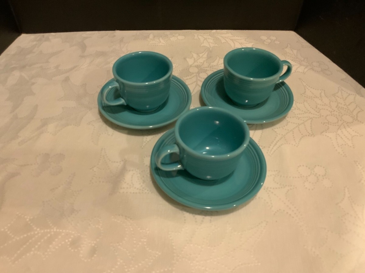 Fiesta Cup and Saucer Fiestaware Homer Laughlin China USA Teal