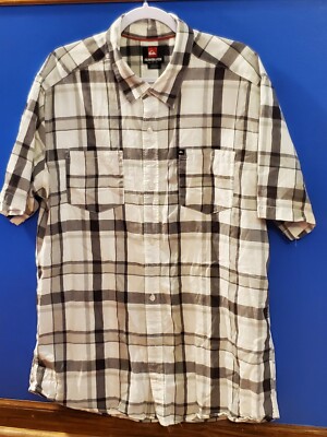 Quicksilver Short Sleeve Button Up Shirt Mens XL Regular Fit Gray Plaid | eBay Quicksilver Short Sleeve Button Up Shirt Mens XL Regular Fit Gray Plaid | eBay
