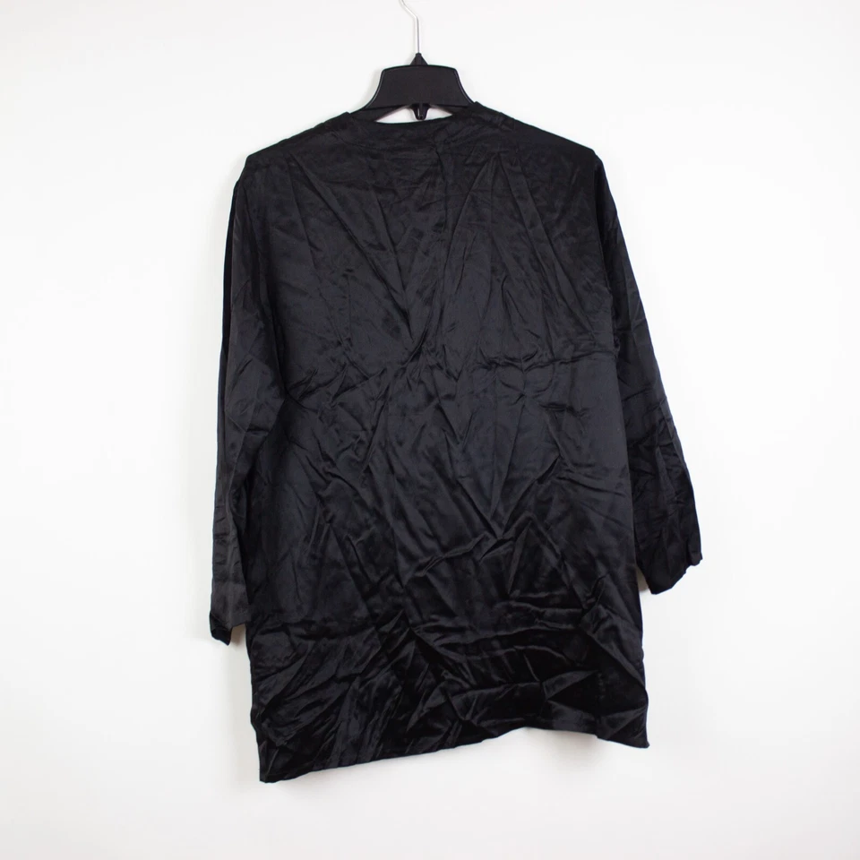 Camisa de salón vintage Saks Fifth Avenue para mujer 100 % seda para dormir S negra de gran tamaño Foto 4 de 4