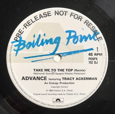 Advance Featuring Tracy Ackerman Take Me To The Top (Remix) 1985 12  Ex