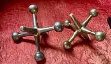 Pair mcm Solid Brass Jack Jax Paperweight Bookends Bill Curry Style  mid century