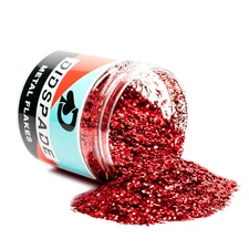 2oz Roulette Red 0.025 Red Metal Flake - Solvent Resistant Glitter