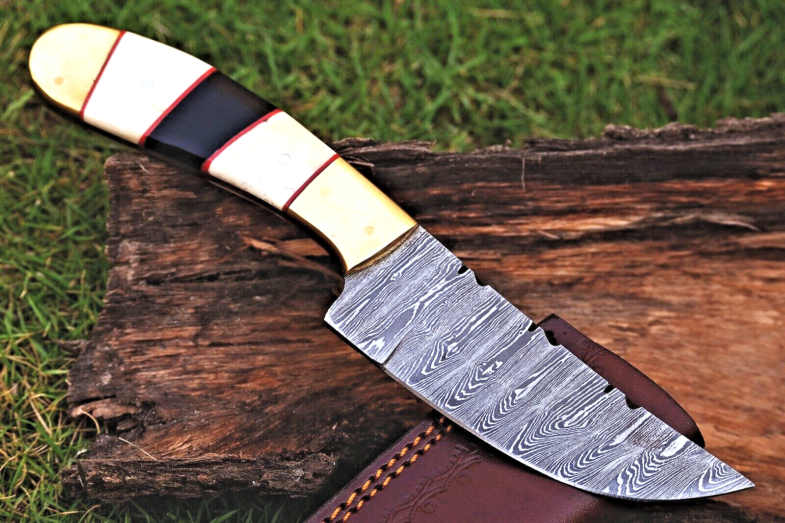 Custom Made Hand Forged Damascus Steel Blade Hunting Survival Knife 2754