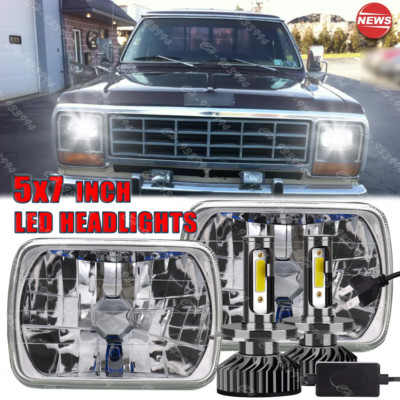 Pair 5x7'' 7x6'' Headlights Hi/Lo Beam For Dodge D150 D250 D350 Ram 50 H4 JEEP