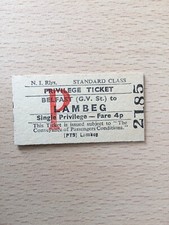N, I, R,   Railway. Ticket ,  (.Belfast. G,V,  St. To. Lambeg,  ,)