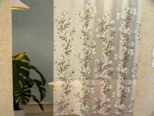 new Peva SHOWER CURTAIN eco friendly Blue Hawaii tropical Flowers Grommets gray