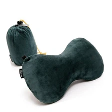 New Gray AirComy TRAVEL NECK PILLOW Air Inflation CARRY POUCH Washable Cover