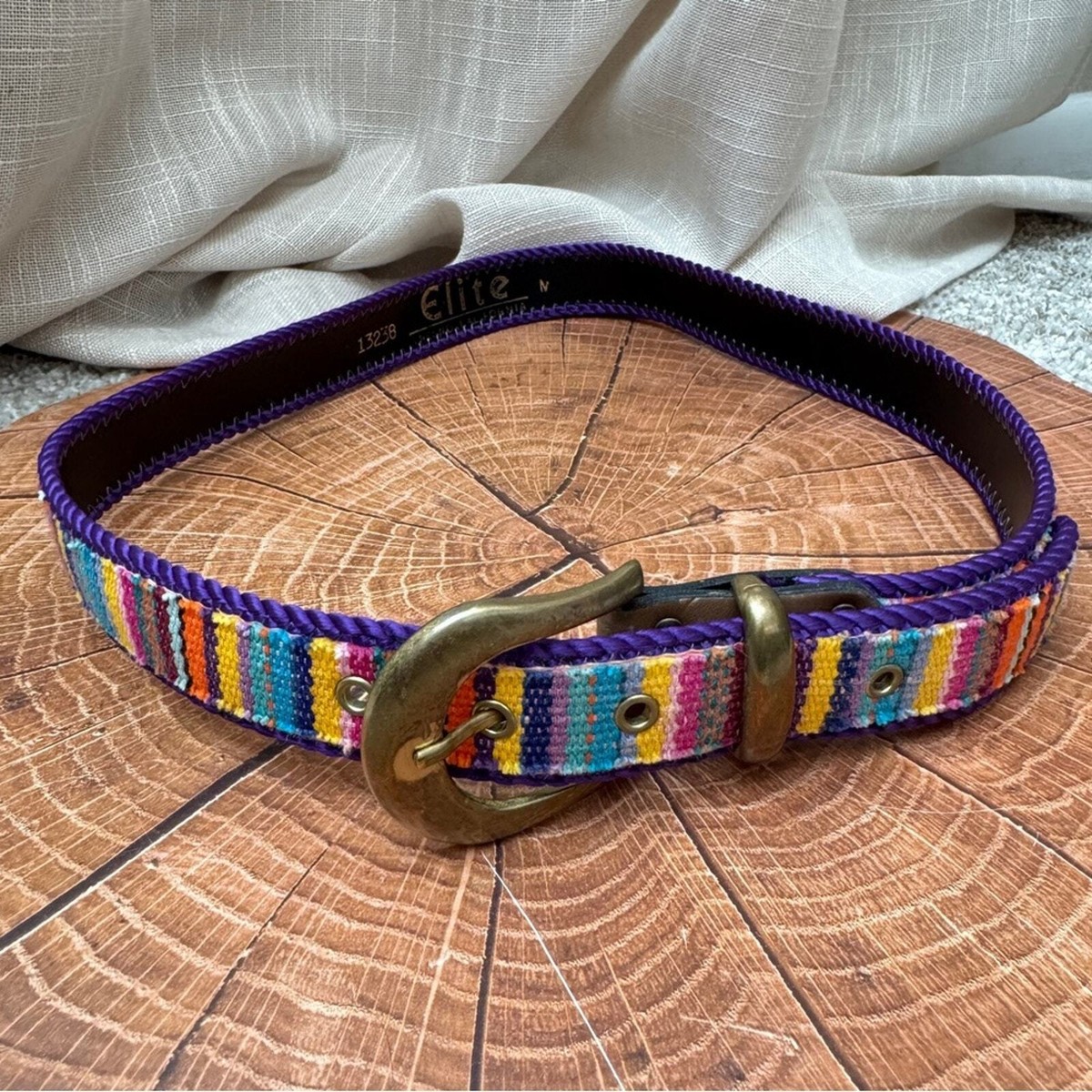 Vintage 80s Elite Woven Colorful Multicolor Belt Size Medium  display picture 1