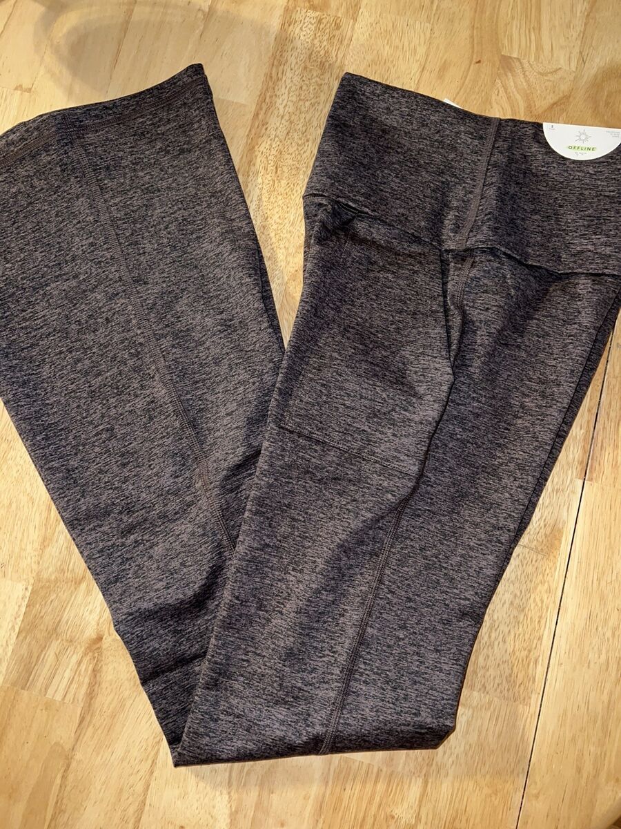 MEDIUM LONG OFFLINE By Aerie The Hugger High Waisted Foldover Flare Legging