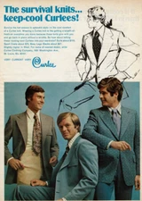 1972 Vintage Print Ad The survival knits keep-cool Curlees 3 Three Men in Suits