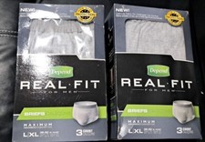 Depends Real Fit for Men Large/XLarge Briefs 2 Packs Of 3 Maximum Absorbency