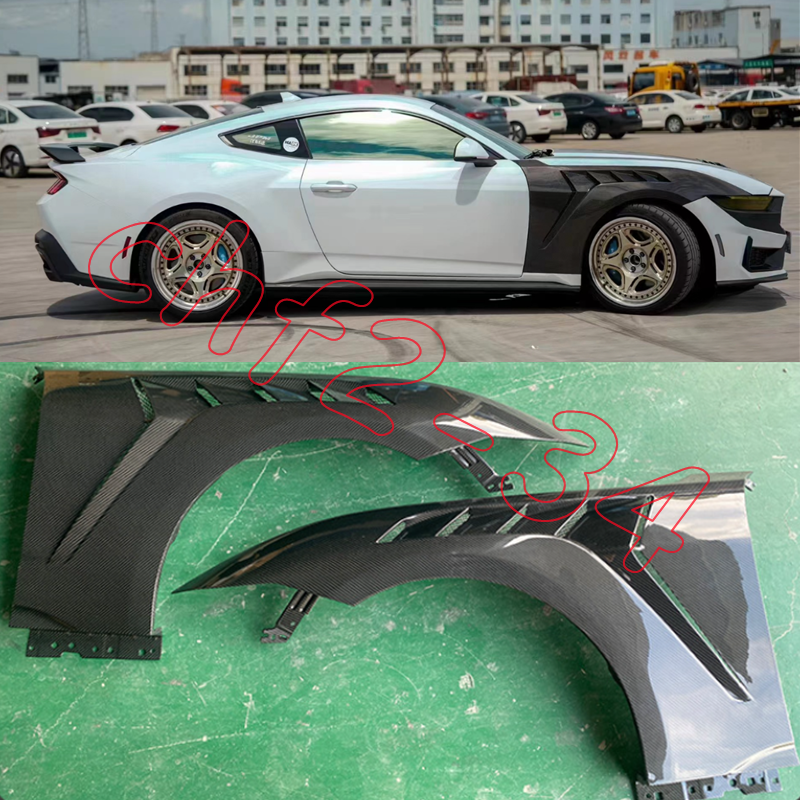 For Ford Mustang 2024-2026 Real Carbon Fiber GTD style Side