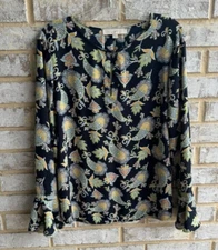 Loft Paisley Long Sleeve Boho Blouse Women's Size S.