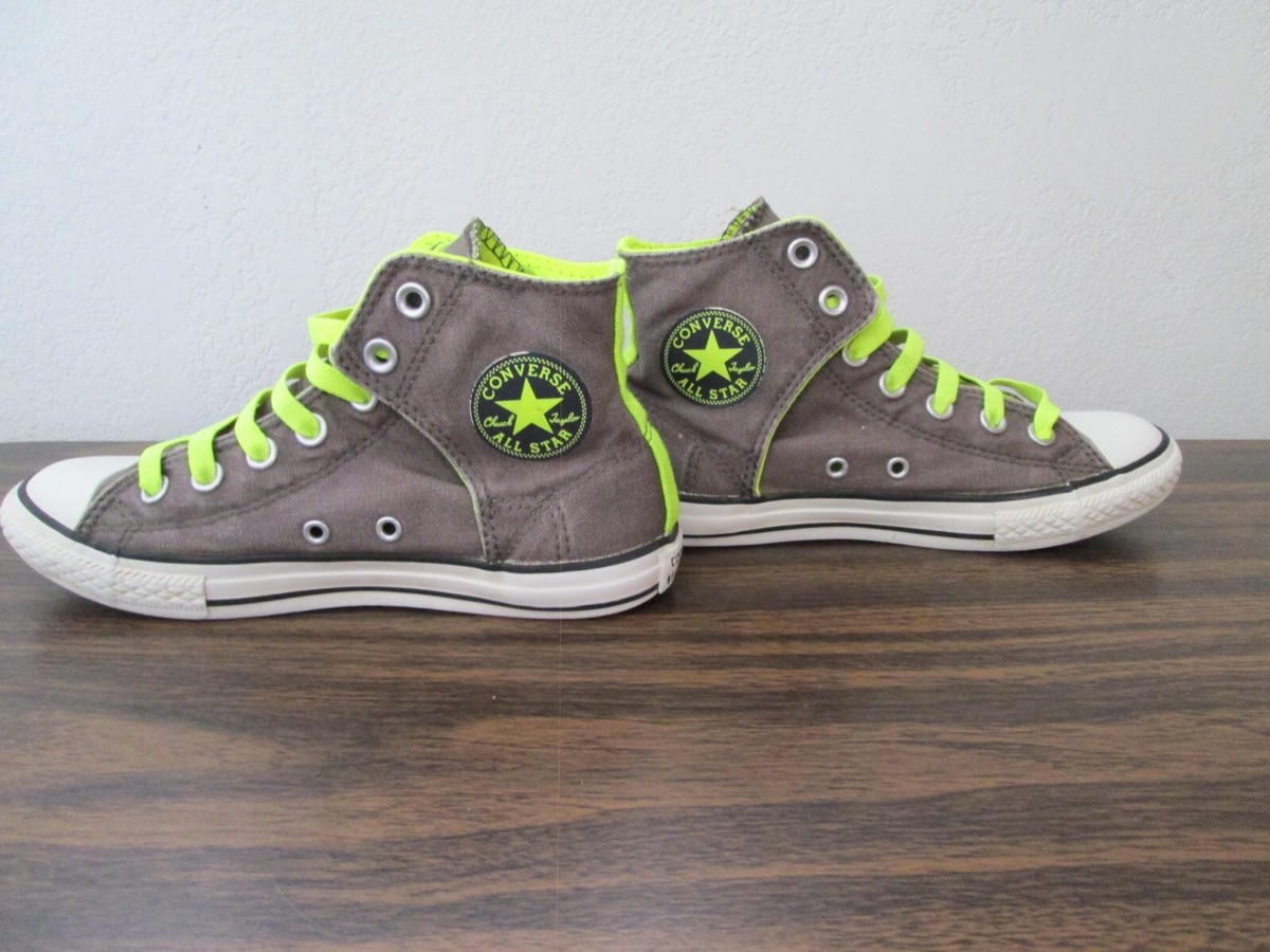 Converse All Star ~ Gray And Lime Green Hi-Top Shoes~ Size 3