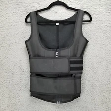 Shapewear Womens XL Black Double Belt Waist Trainer Neoprene Sauna Sweat Shaper