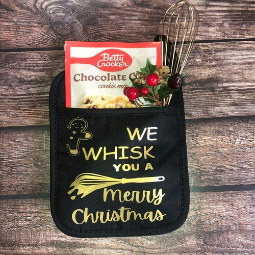We Whisk You A Merry Christmas Pot Holders Oven Mitt with Whisk & Cookies - Picture 9 of 11