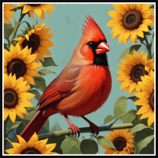 30 Custom Sunflowers Cardinal Personalized Address Labels