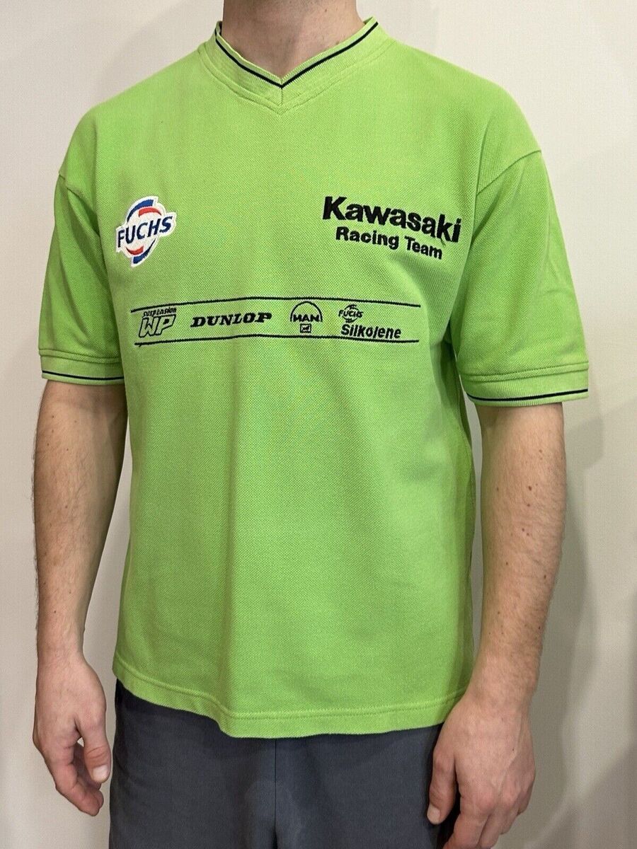 VINTAGE KAWASAKI RACING TEAM ECKL MOTO SHIRT FUCHS MENS size VINTAGE KAWASAKI RACING TEAM ECKL MOTO SHIRT FUCHS MENS size