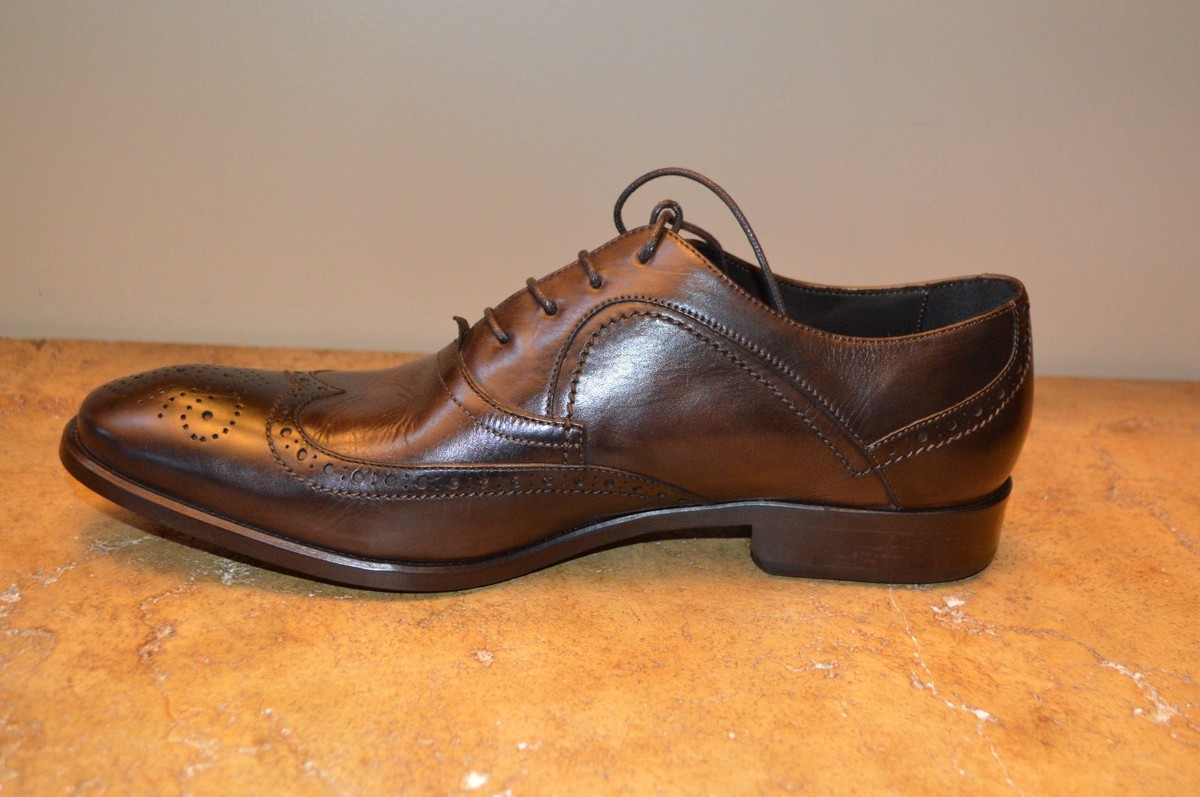 John Varvatos Brown Leather Wingtip Oxfords Size 11.5 MSRP 