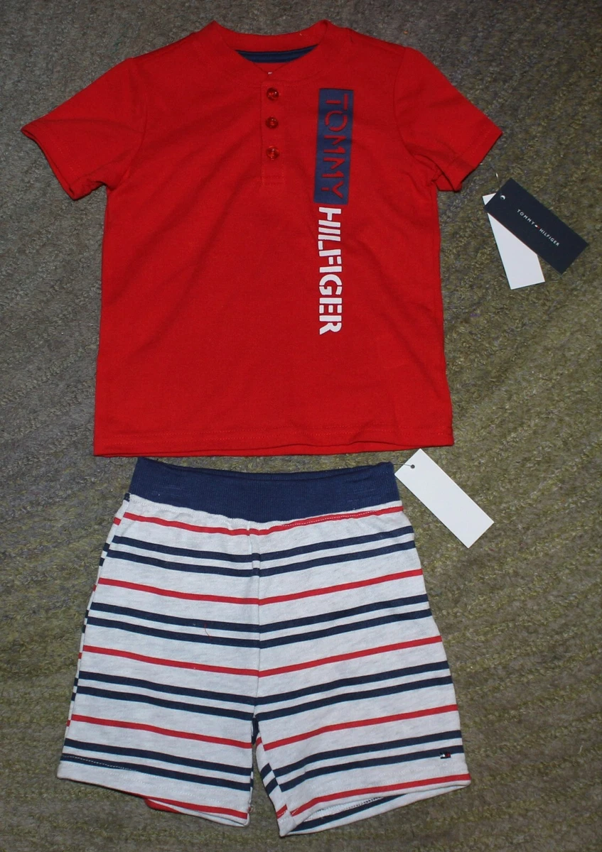 Tommy Hilfiger Baby Boys 2 Piece Outfit Shirt Shorts Size 24 Months NWT