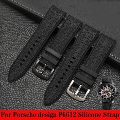 24mm Silicone Watch Band Strap For Porsche Design P6612 Bracelet + Tools