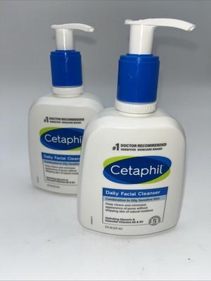 2pk Cetaphil Daily Facial Cleanser-Combination To Oily, Sensitive Skin-8 fl oz