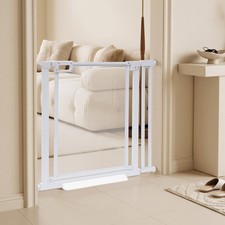 30.7" Tall Clear Acrylic Dog Gate 29.5-37.4" Wide Auto Close No Drill White New