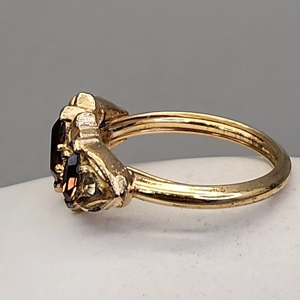 Anillo de diamantes de imitación Avon marqueses marrones tono dorado 7,75-8,5 Foto 2 de 4