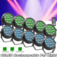 10PC Rechargeable Par Lights 72W RGB Battery Wireless 12LED DJ Uplights w/Remote